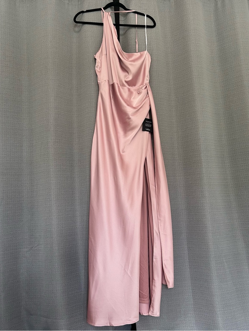 Lulus Signature Elegance Dusty Lavender Satin One-Shoulder Maxi Dress